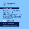 Built to Last: Quality Management in Construction (23 JUNE 2026)